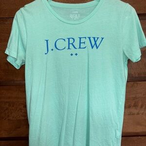 J. Crew Factory Mint Green Tee with Blue Logo